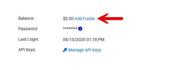 Account Details - Add Funds