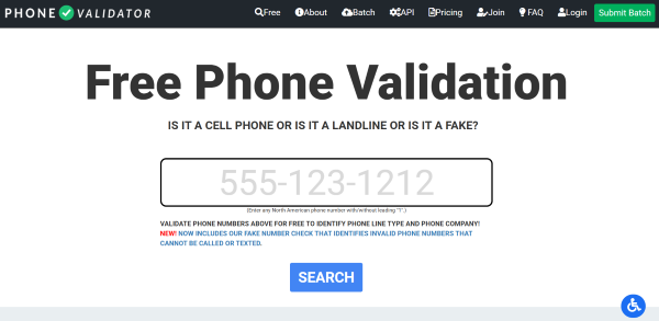 Phone Validator Homepage