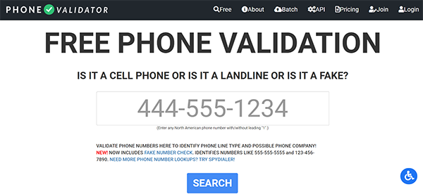 Phone Validator Homepage
